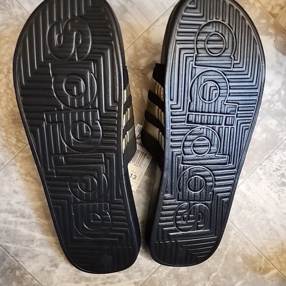 ADIDAS ADISSAGE SLIDES BLACK/GOLD MEN'S US SIZE 10 BRAND NEW IN BOX - Picture 3 of 6